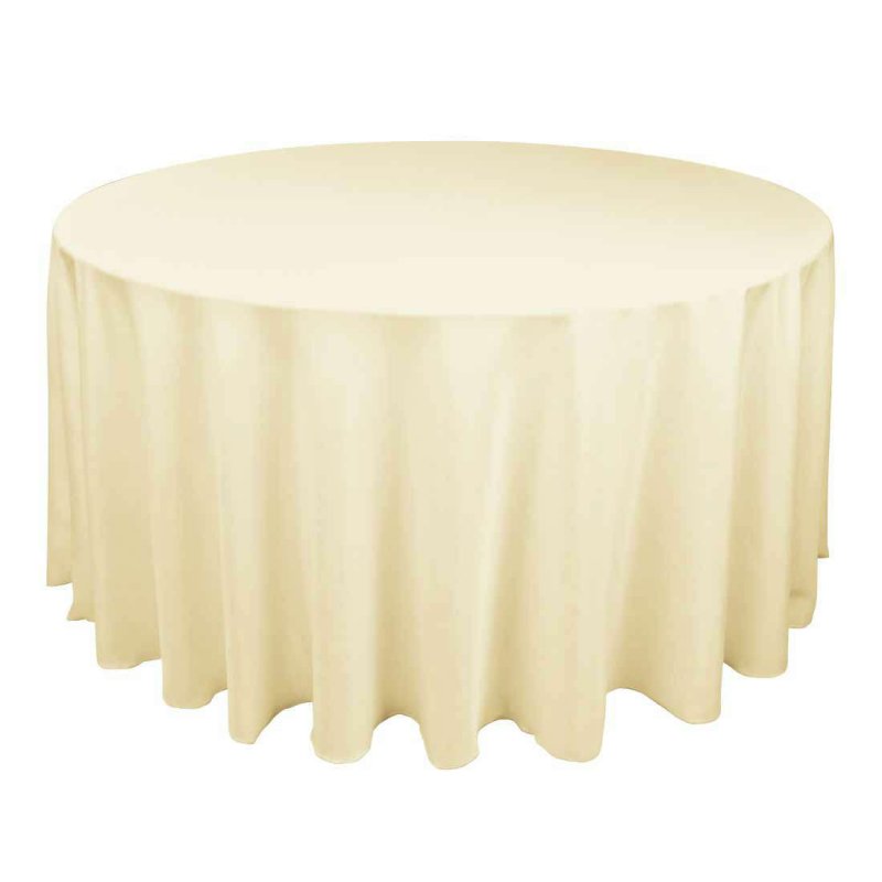 5’ Round table with Full Length PQ Table Cloth (White/Black/Cream)